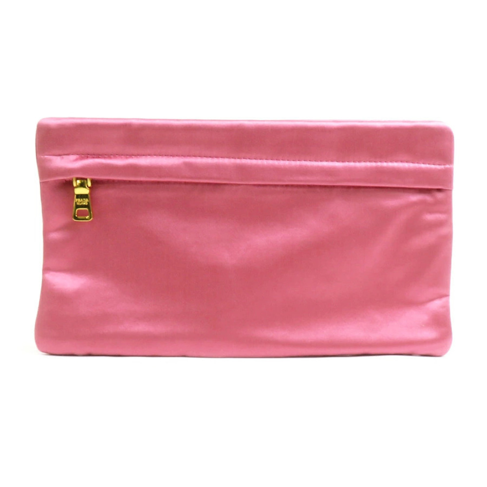 Prada Pouch Clutch satin pink gold
